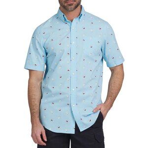Chaps Mens Easy Care Poplin Short Sleeve Button Down Shirt